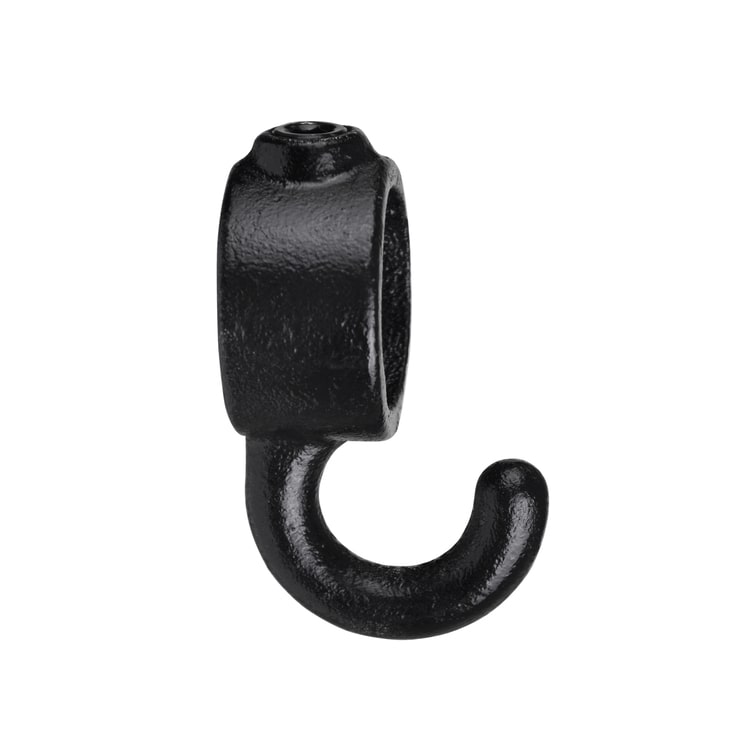 Rohrverbinder Stellring mit Haken - Schwarz-C / 33,7 mm