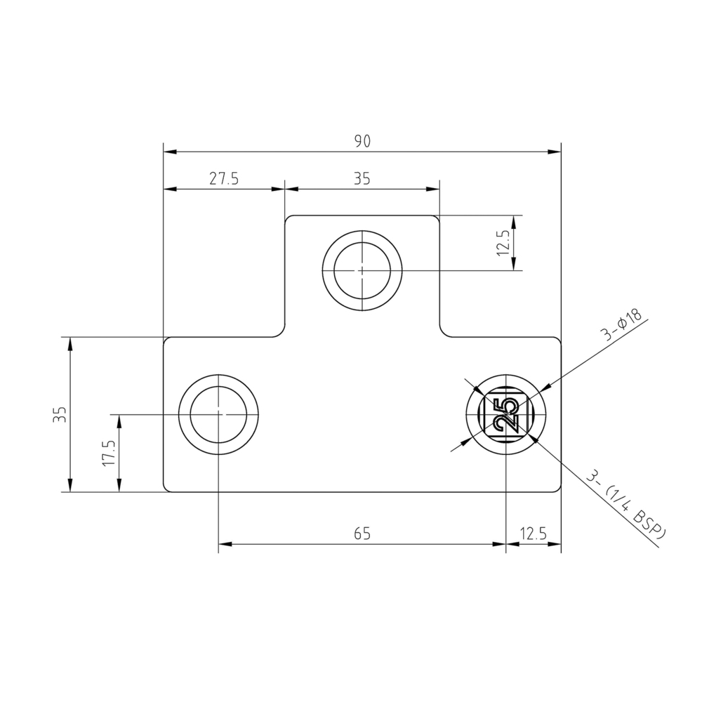 Rohrverbinder T-Stück Lang – Schwarz - quadratisch - 25 mm