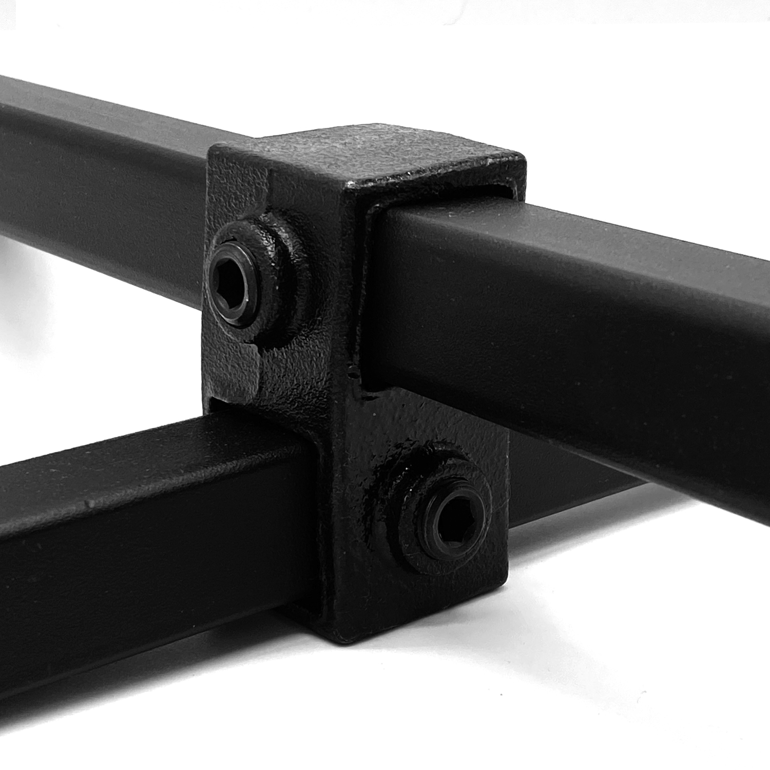 Rohrverbinder Kreuzstück vorgesetzt 90° - Schwarz – quadratisch - 25 mm