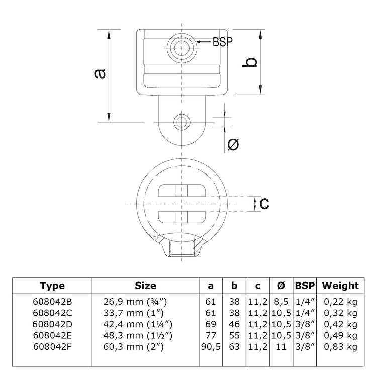 Karton Rohrverbinder Gelenkhalter-F / 60,3 mm