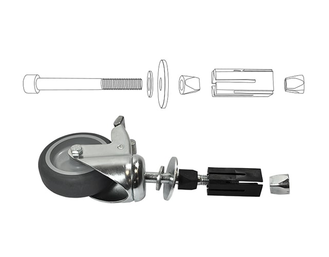 Schwenkrolle mit Bremse und Expander - 75 mm Durchmesser
