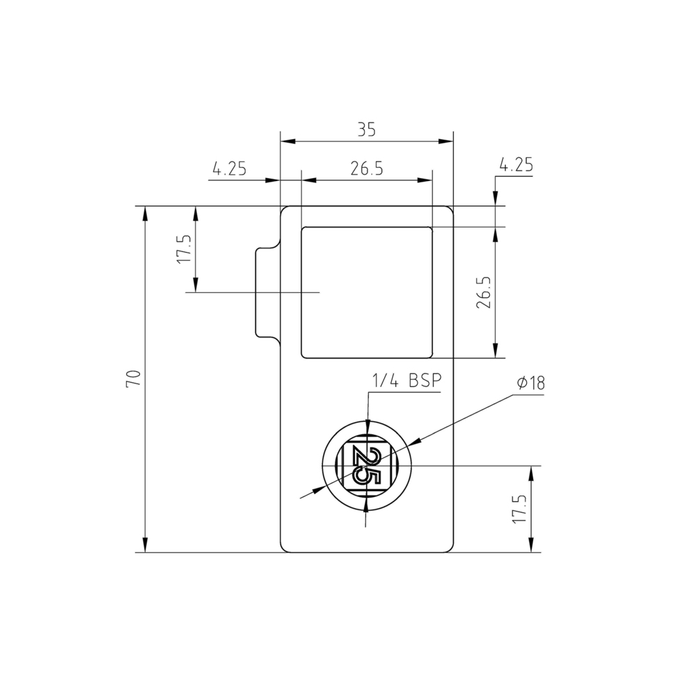 Rohrverbinder Kreuzstück vorgesetzt 90° - Schwarz – quadratisch - 25 mm