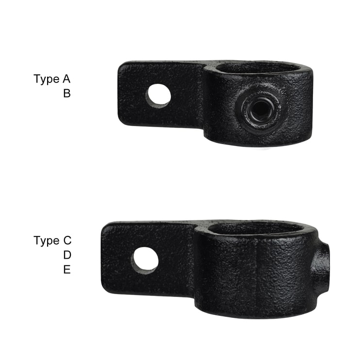 Rohrverbinder Ösenteil mit Einzellasche - Schwarz-E / 48,3 mm