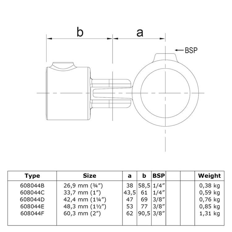 Rohrverbinder Gelenkstück einfach-F / 60,3 mm
