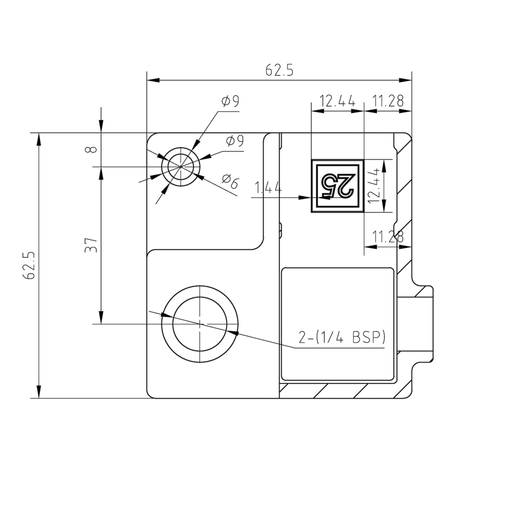 Rohrverbinder Eckstück durchgehend mit Lippe - Schwarz – quadratisch - 25 mm