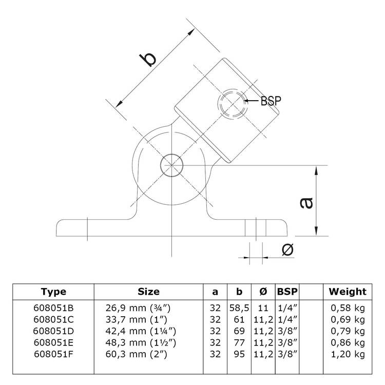 Karton Rohrverbinder Gelenkfuß-F / 60,3 mm