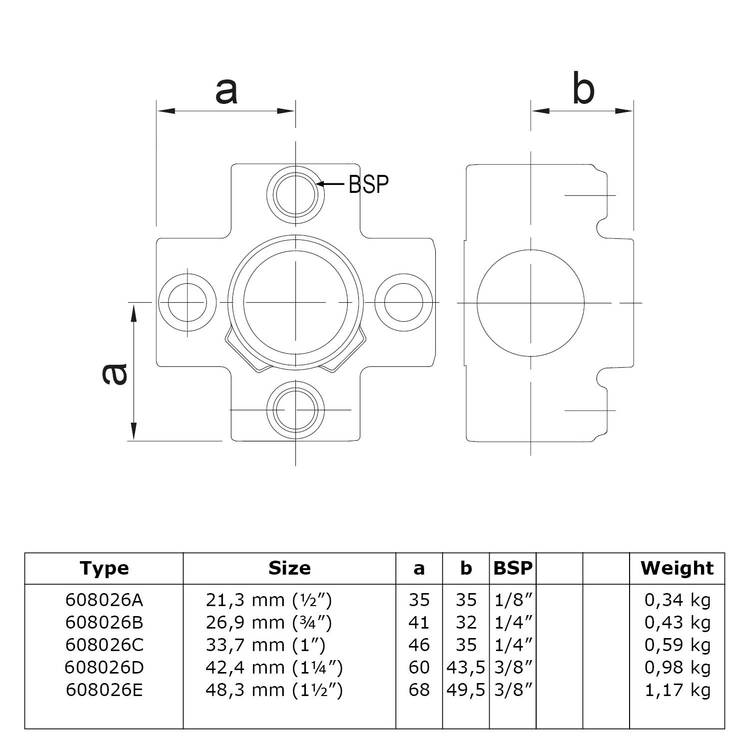 Rohrverbinder Kreuzstück für Stützrohr-A / 21,3 mm
