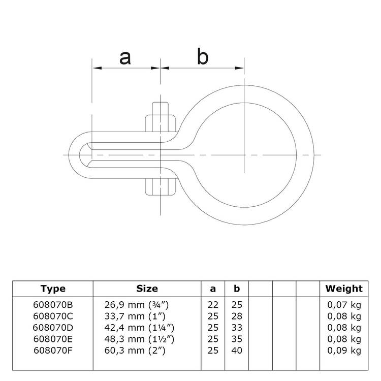 Rohrverbinder Gitterhalter einfach-E / 48,3 mm