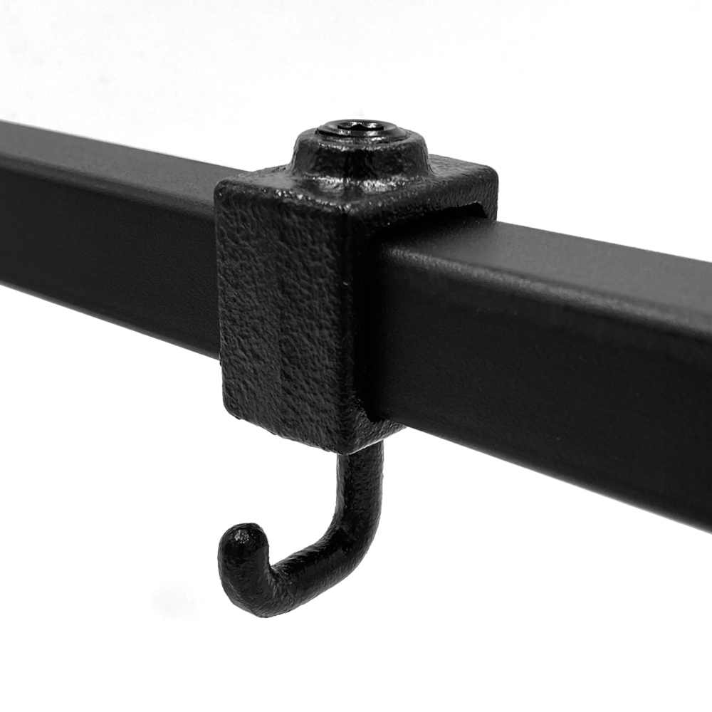 Rohrverbinder Garderobenhaken – Schwarz – quadratisch - 25 mm
