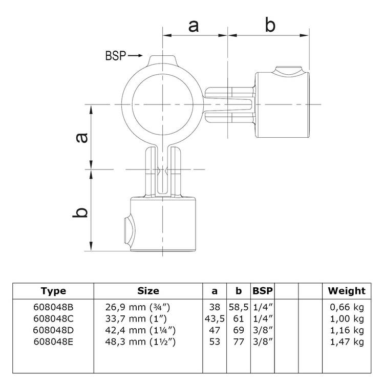 Rohrverbinder Gelenkstück doppelt 90°-D / 42,4 mm