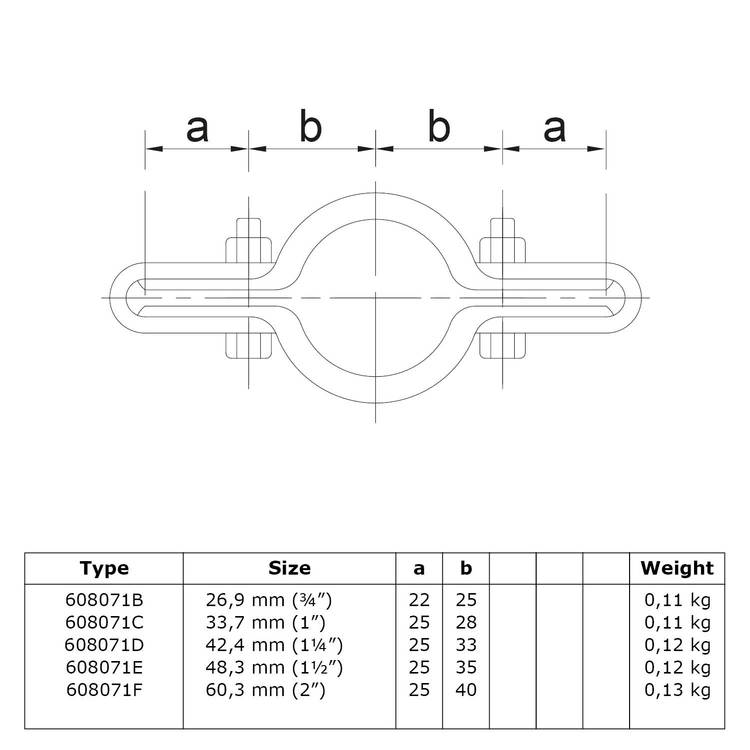 Rohrverbinder Gitterhalter doppelt-B / 26,9 mm