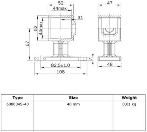 Rohrverbinder Handlaufhalterung – Schwarz – quadratisch - 40 mm