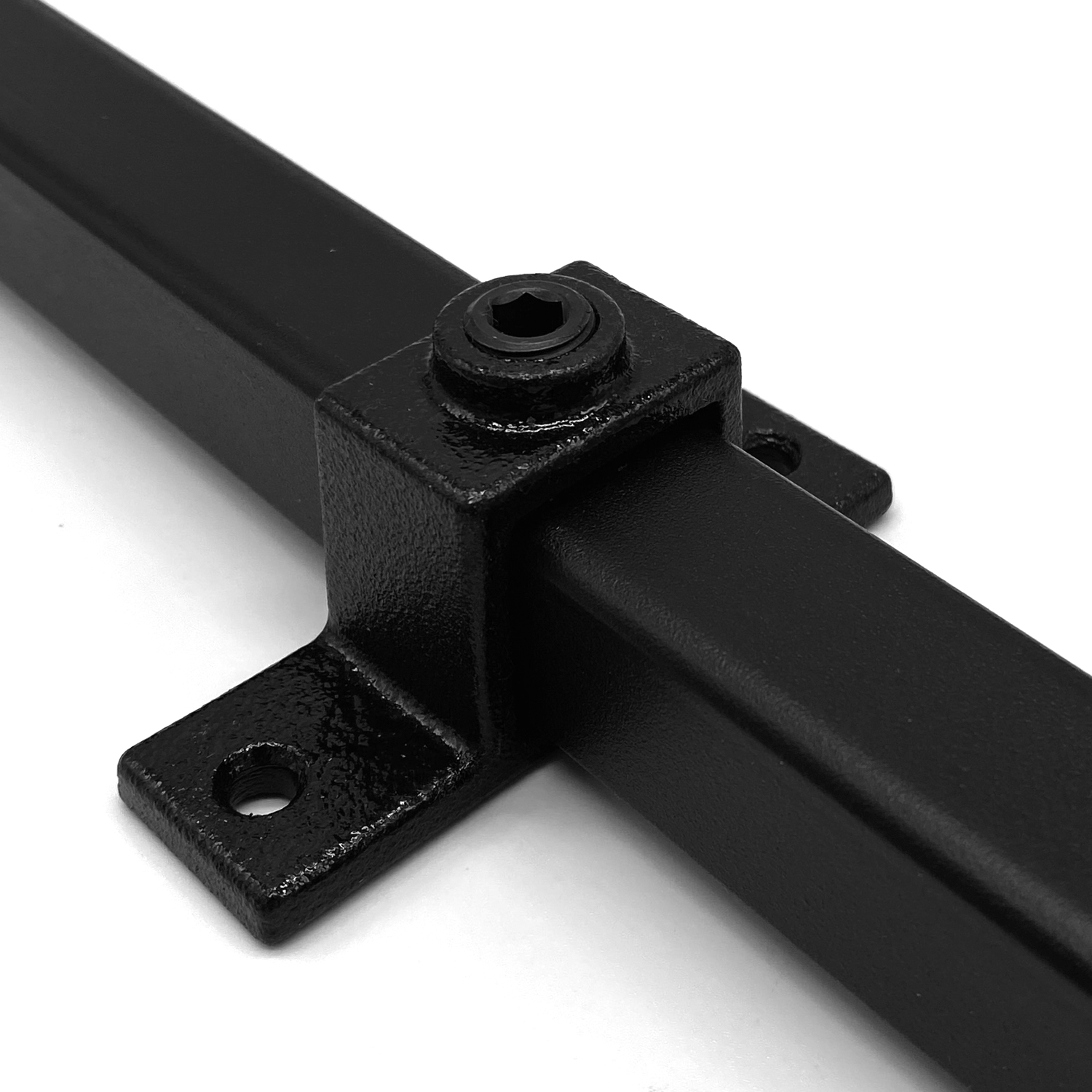 Rohrverbinder Ösenteil mit Doppellasche – Schwarz – quadratisch - 25 mm