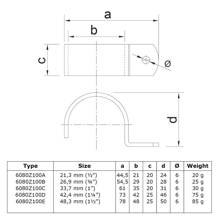 Rohrschelle - Schwarz-C / 33,7 mm