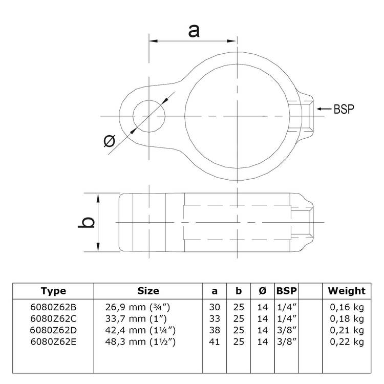 Karton Rohrverbinder Stellringauge - Schwarz-B / 26,9 mm