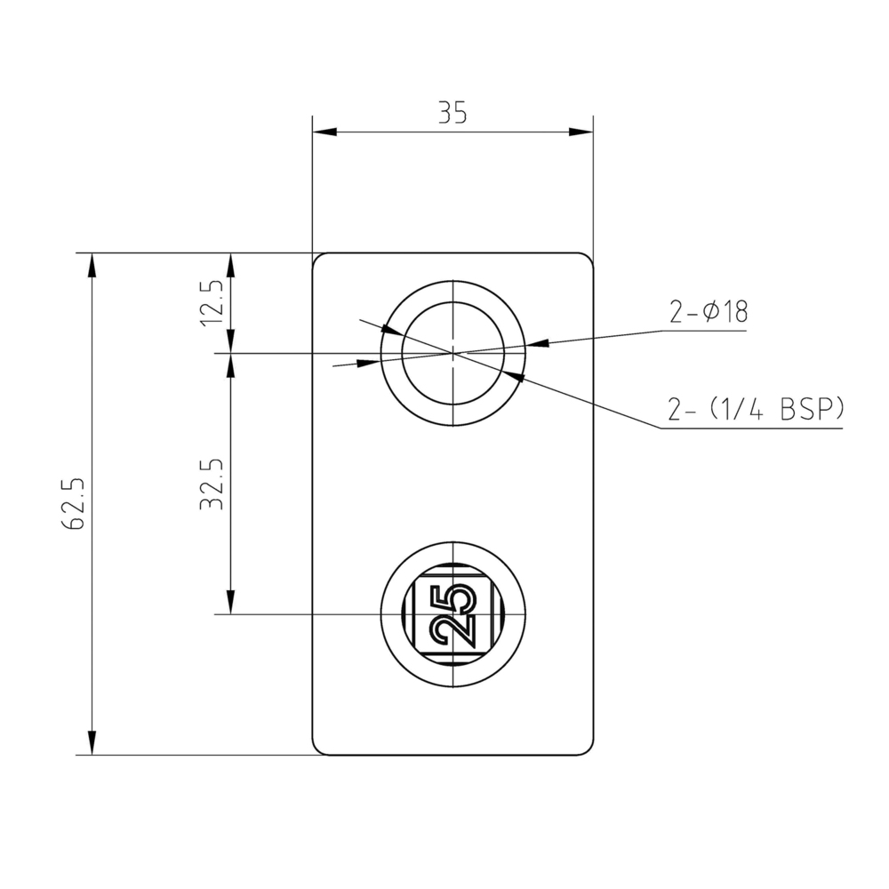 Rohrverbinder T-Stück kurz - quadratisch - 25 mm