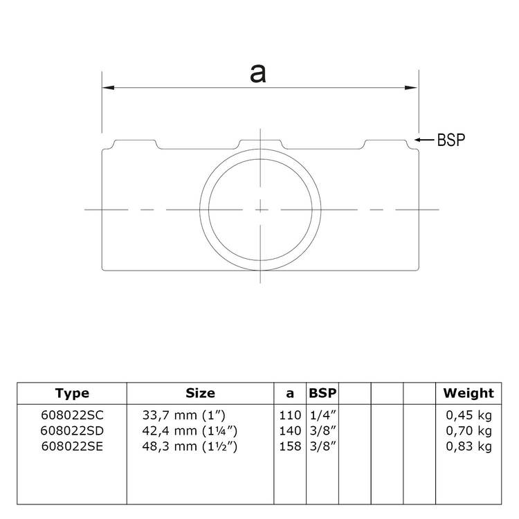 Rohrverbinder Kreuzstück in 1 Ebene für Gefälle 0° - 11°-D / 42,4 mm