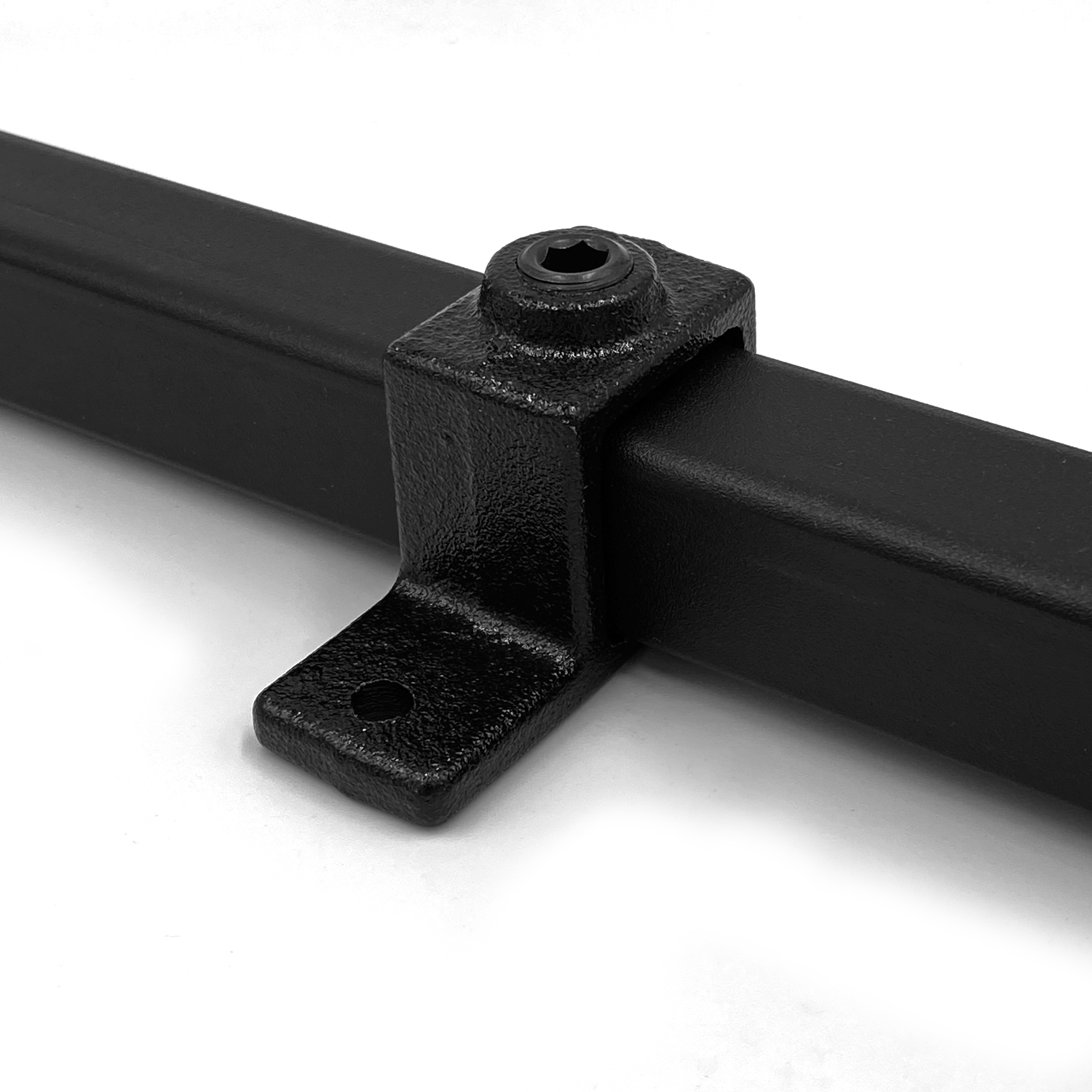 Rohrverbinder Ösenteil mit Einzellasche – Schwarz – quadratisch - 25 mm