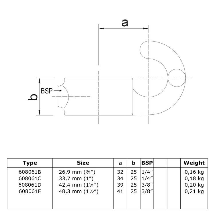 Karton Rohrverbinder Stellring mit Haken-D / 42,4 mm