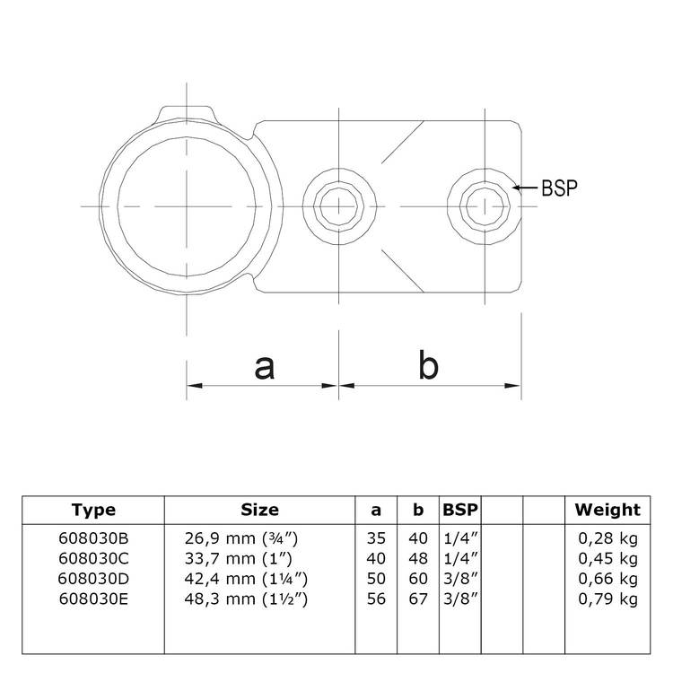 Rohrverbinder Kreuz T-Stück kombiniert-E / 48,3 mm