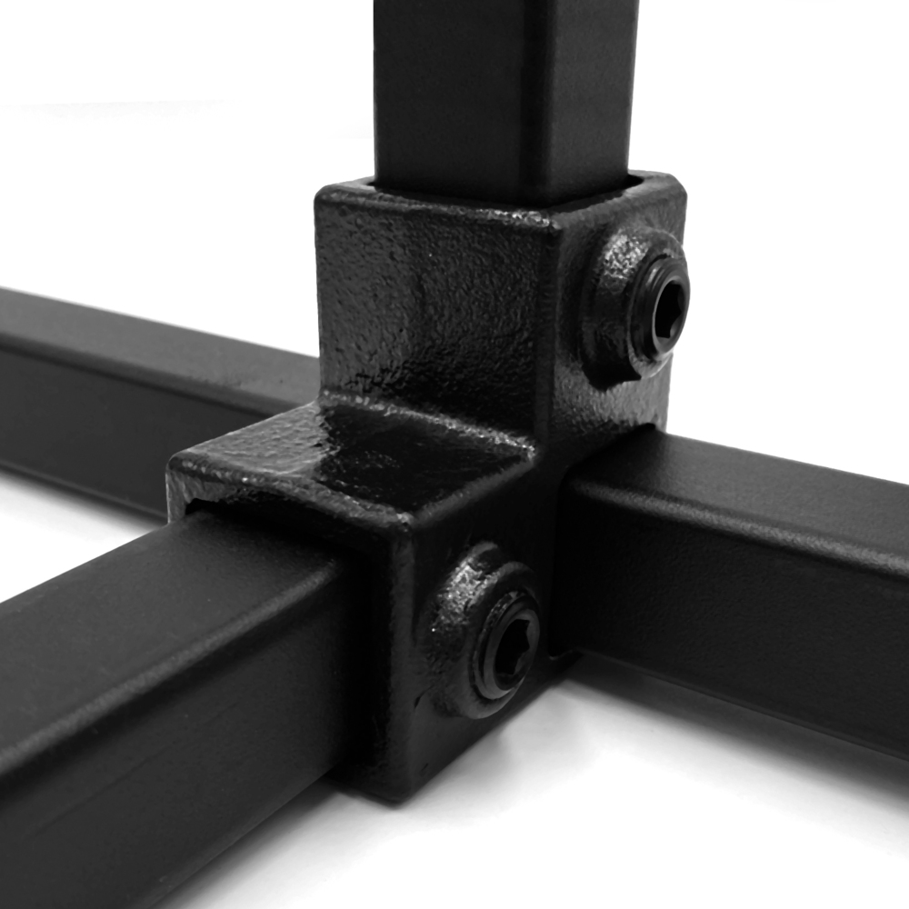 Rohrverbinder Eckstück durchgehend – schwarz – quadratisch - 40 mm