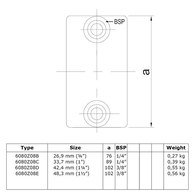 Karton Rohrverbinder Verlängerungsstück außen - Schwarz-D / 42,4 mm