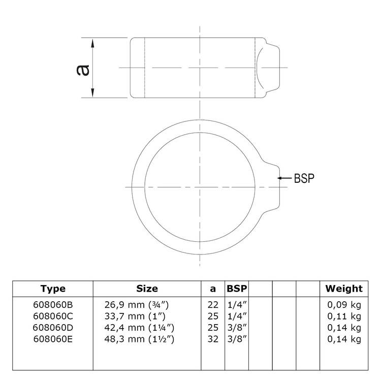 Rohrverbinder Stellring Sicherungsring-E / 48,3 mm
