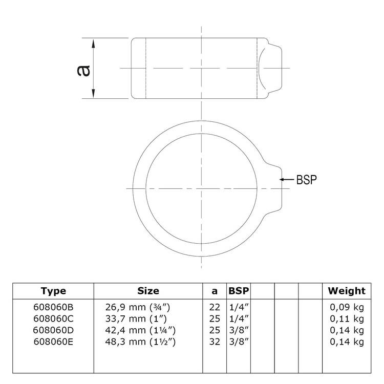 Rohrverbinder Stellring Sicherungsring-D / 42,4 mm