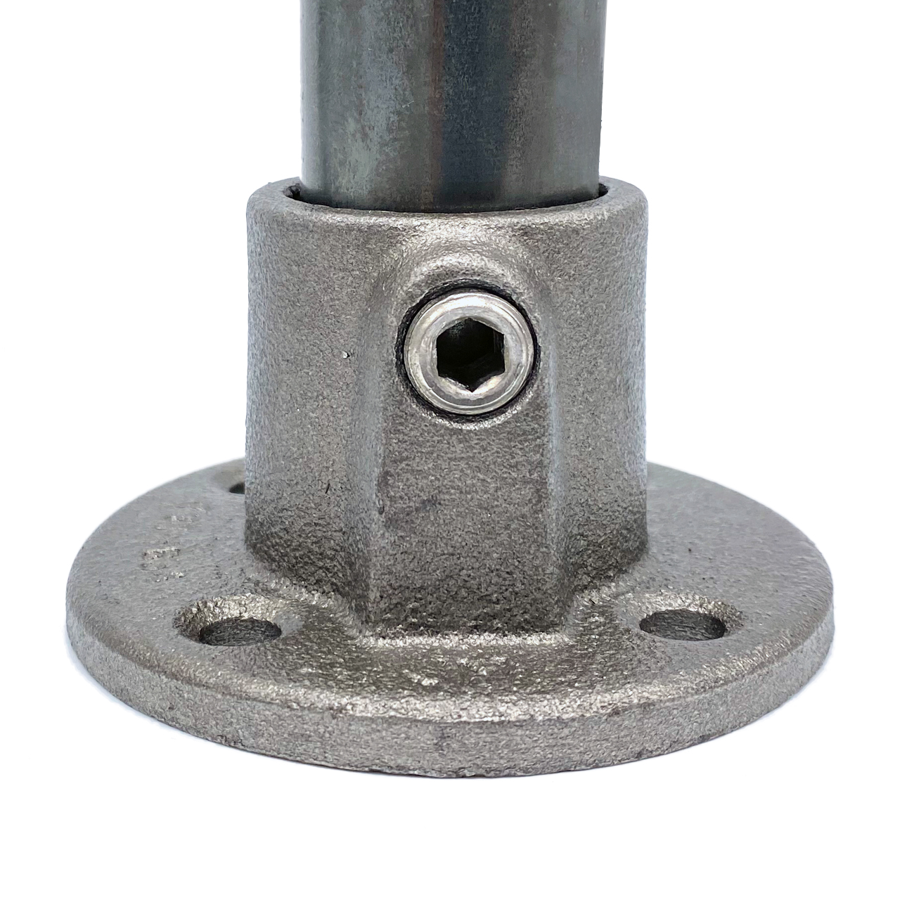 Rohrverbinder Fußplatte rund - unbehandelt-D / 42,4 mm
