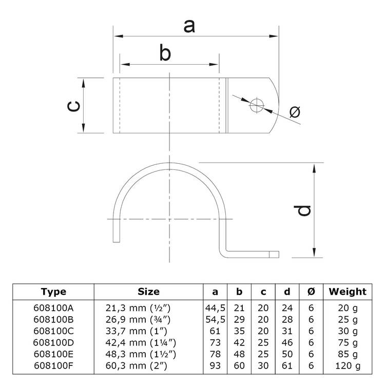 Rohrschelle-E / 48,3 mm