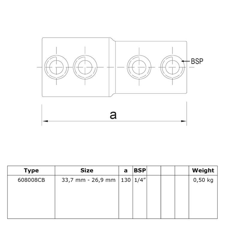 Karton Rohrverbinder Verlängerungsstück aussen Kombinationsmass-CB / 33,7 mm und 26,9 mm