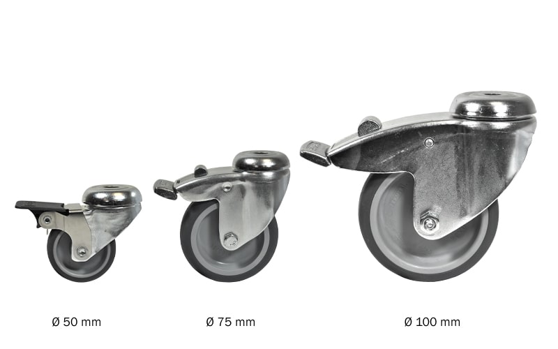 Schwenkrolle mit Bremse und Expander - 100 mm Durchmesser- E / 48,3 mm