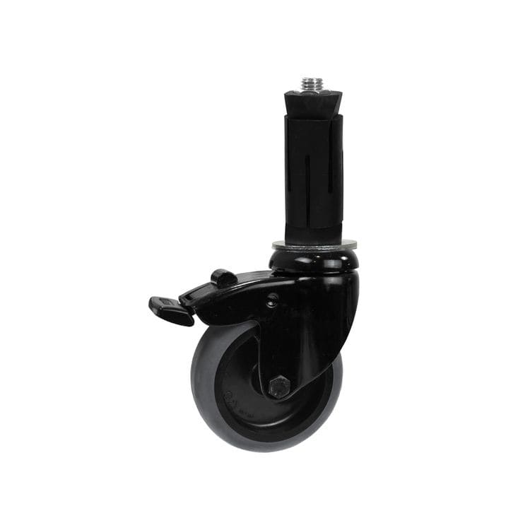 Schwenkrolle (schwarz) mit Bremse und Expander - 75 mm-E / 48,3 mm