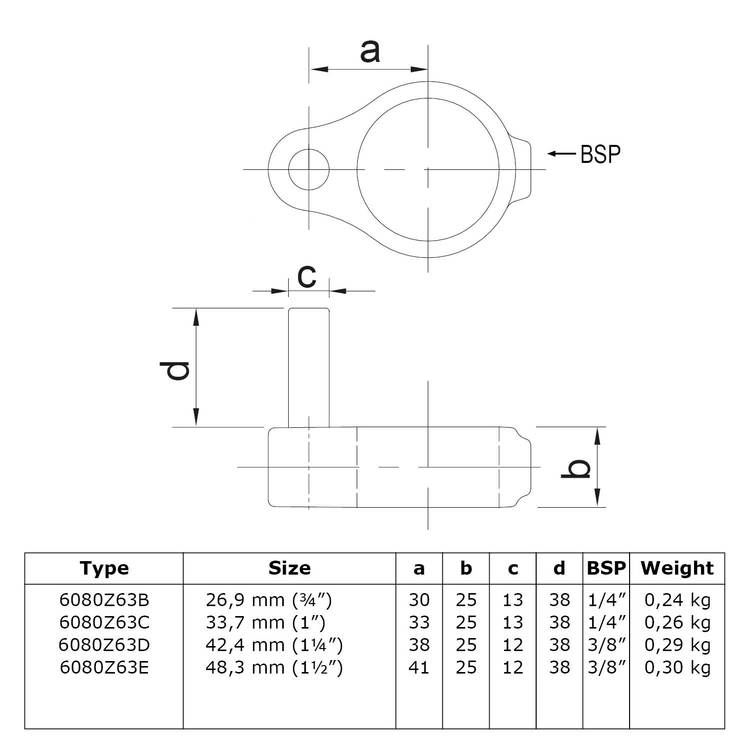 Rohrverbinder Stellringzapfen - Schwarz-E / 48,3 mm