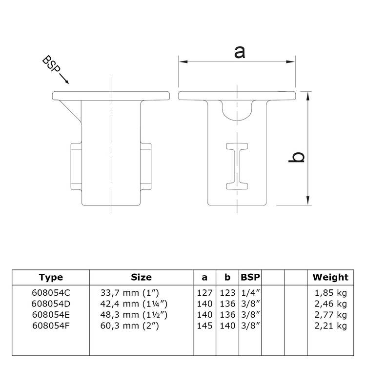 Karton Rohrverbinder Straßensockel-F / 60,3 mm