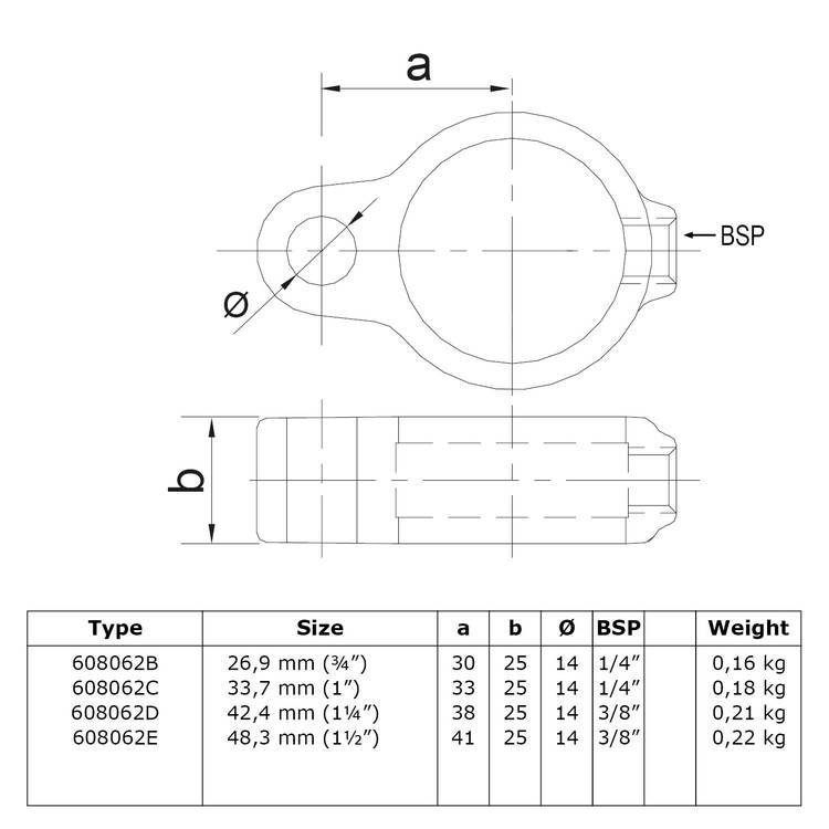 Rohrverbinder Stellringauge-D / 42,4 mm