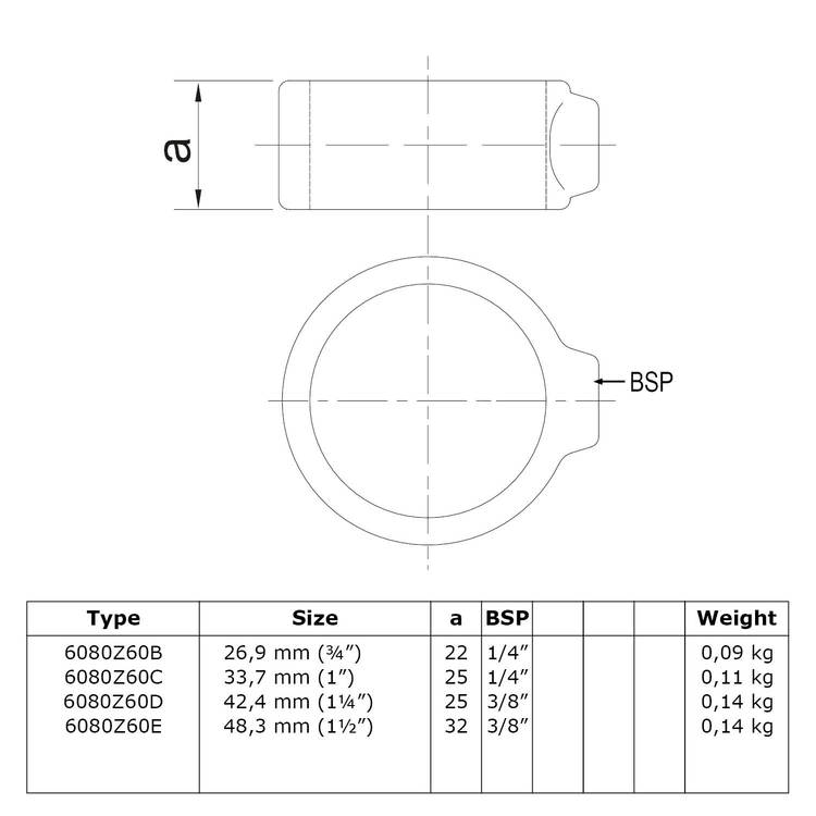 Rohrverbinder Stellring Sicherungsring - Schwarz-D / 42,4 mm