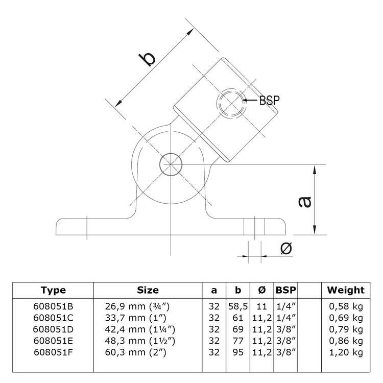 Rohrverbinder Gelenkfuß-C / 33,7 mm