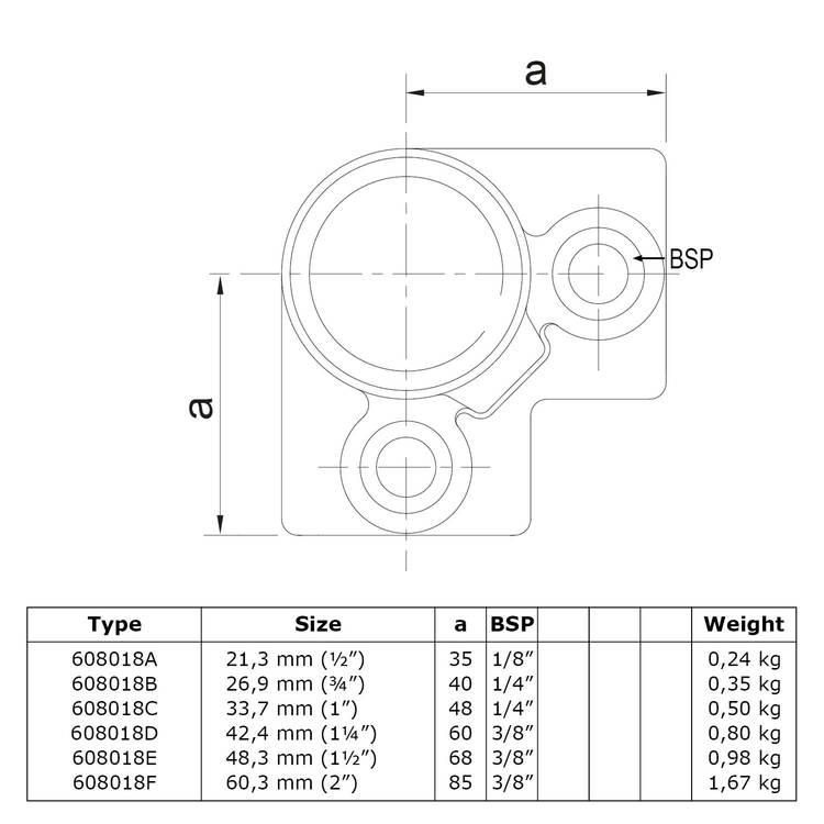 Karton Rohrverbinder Dreiweg-Eckstück 90°-C / 33,7 mm