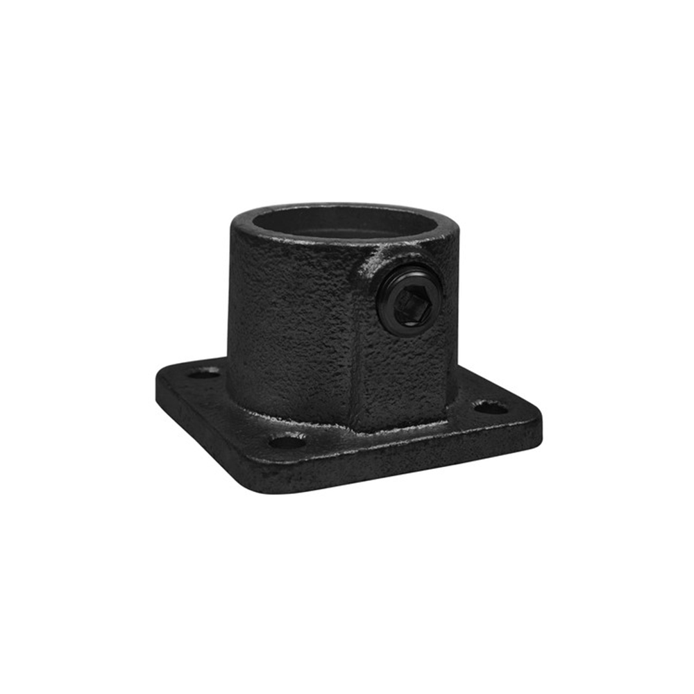 Rohrverbinder Quadratische Fußplatte durchgehend - Schwarz-E / 48,3 mm