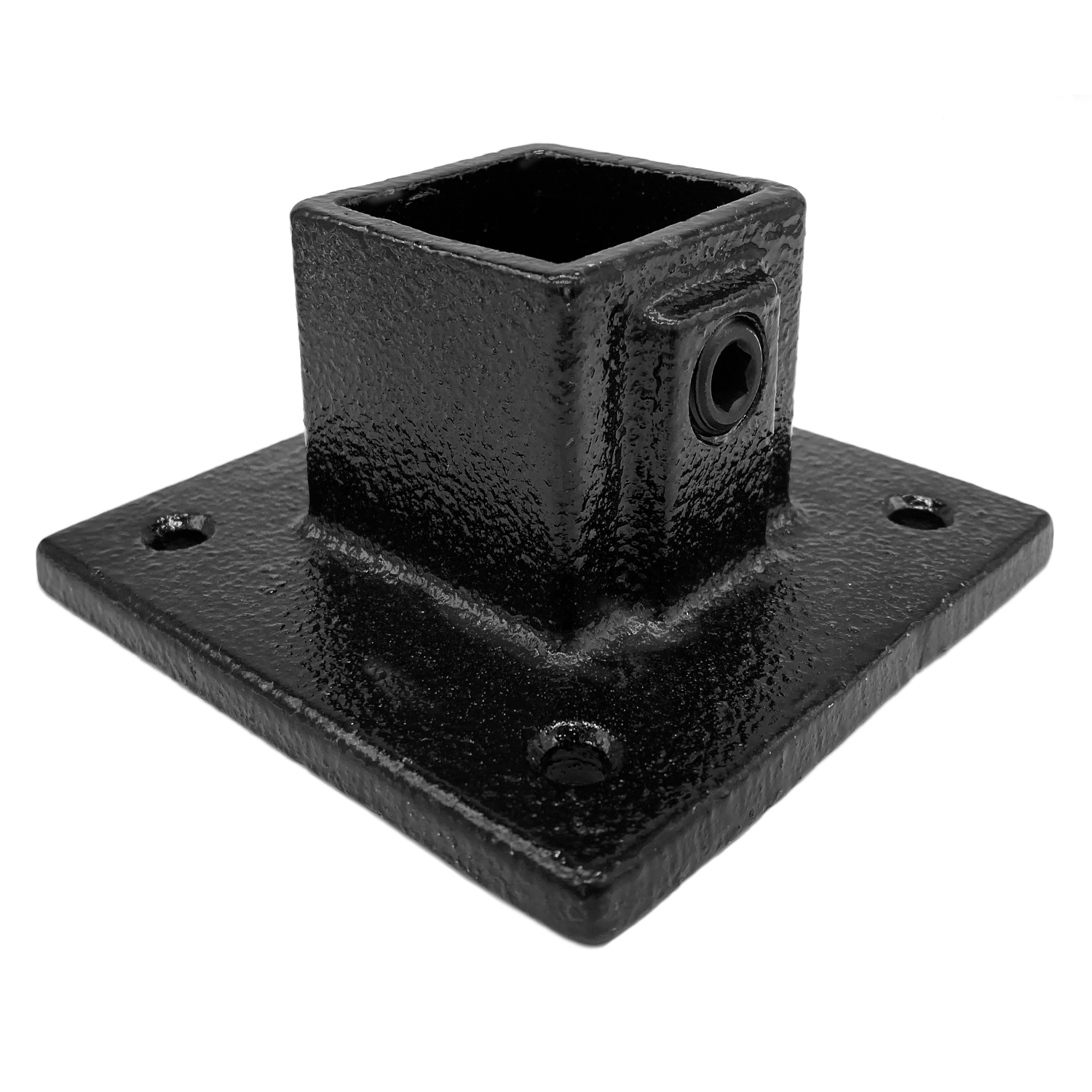 Rohrverbinder Fußplatte – Schwarz – quadratisch