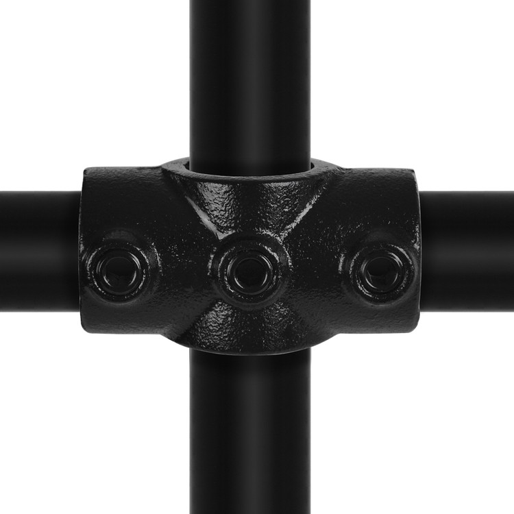 Karton Rohrverbinder Kreuzstück durchgehend - Schwarz-D / 42,4 mm