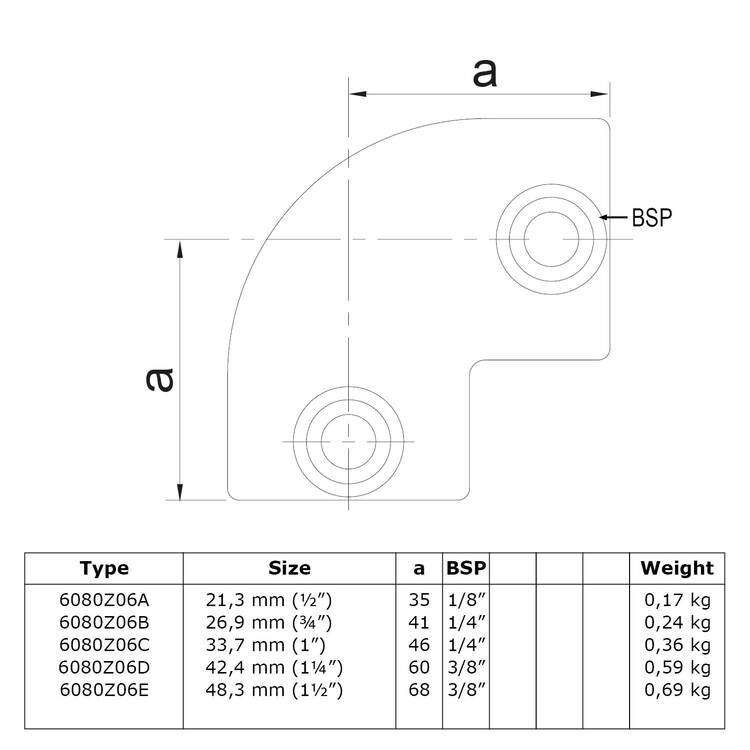 Karton Rohrverbinder Bogen 90° - Schwarz-A / 21,3 mm