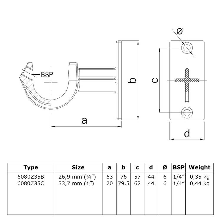 Rohrverbinder Handlaufhalterung mit Einlage schwarz-B / 26,9 mm