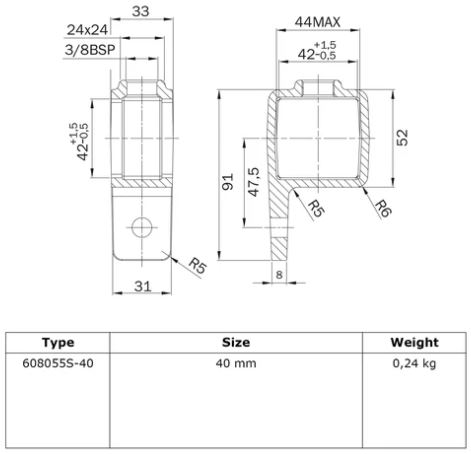 Rohrverbinder Ösenteil mit Einzellasche – Schwarz – quadratisch - 25 mm