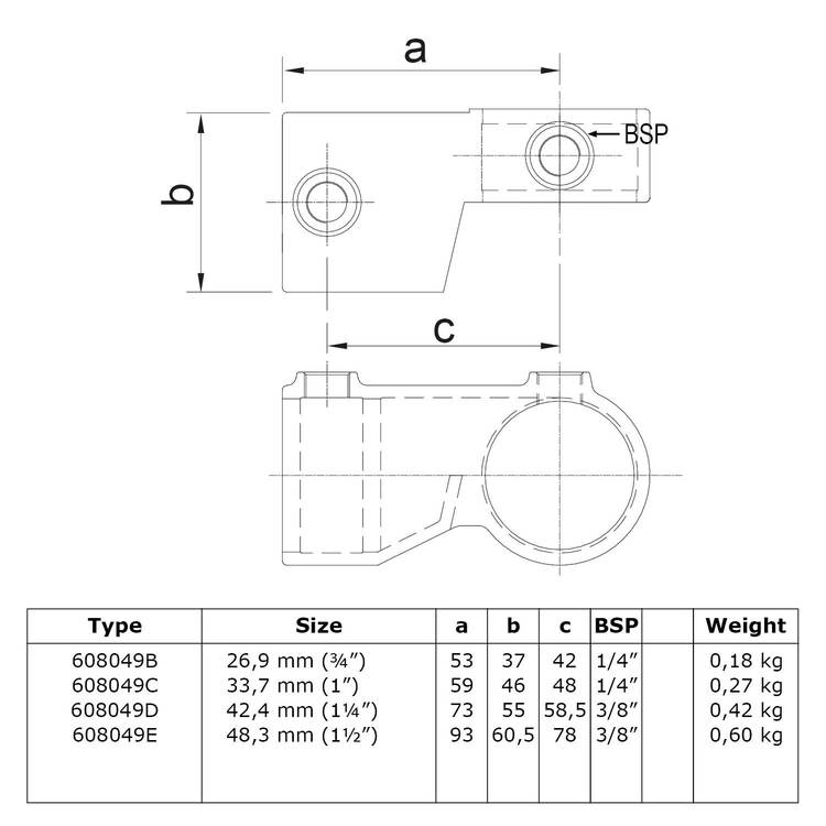 Karton Rohrverbinder Winkelgelenk verstellbar-E / 48,3 mm