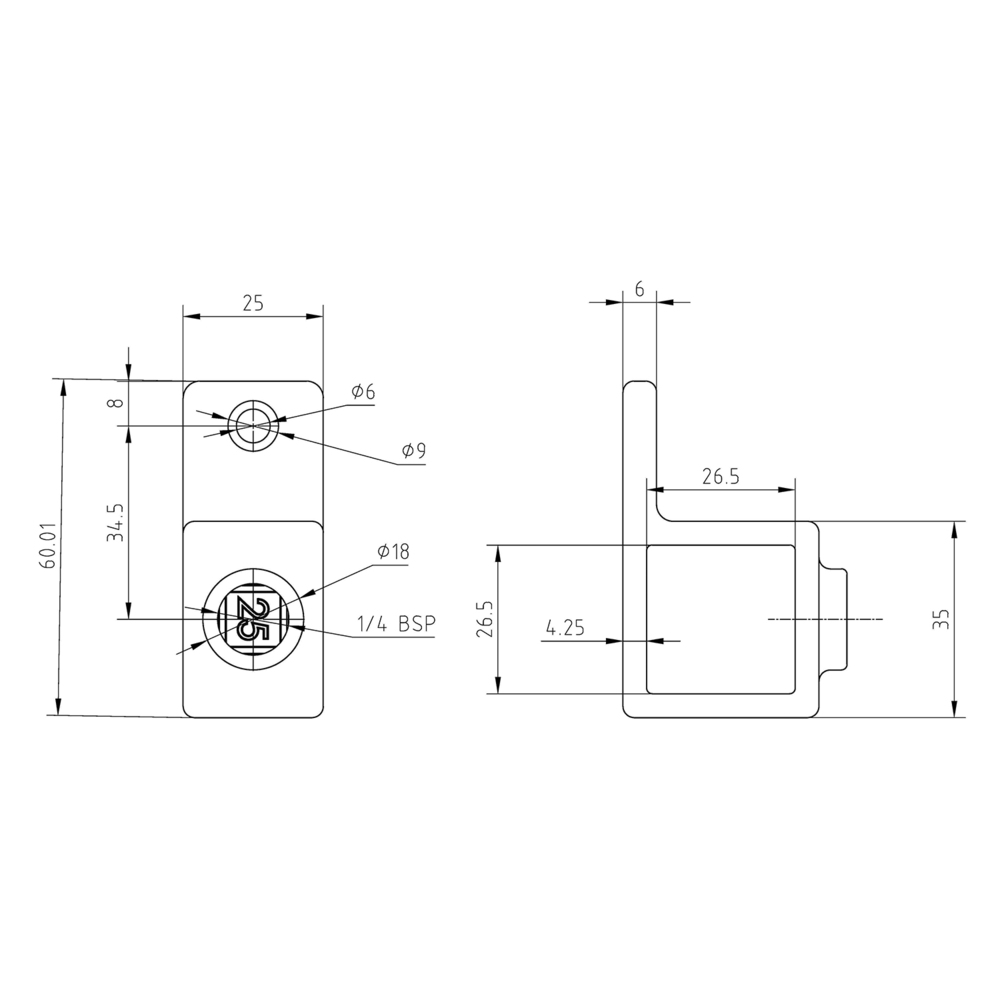 Rohrverbinder Ösenteil mit Einzellasche - quadratisch - 40 mm