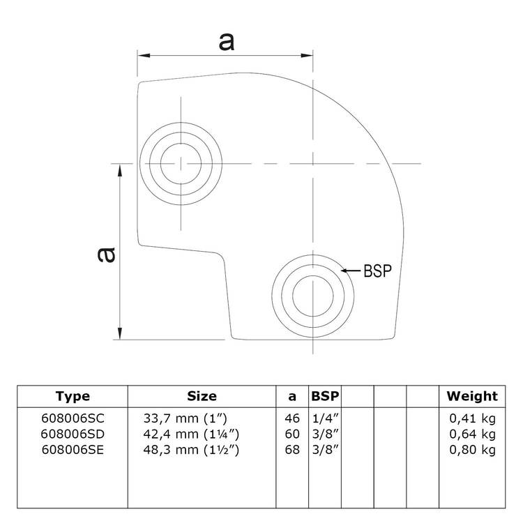 Rohrverbinder Bogen 90° variabler Winkel 0°-11°-C / 33,7 mm