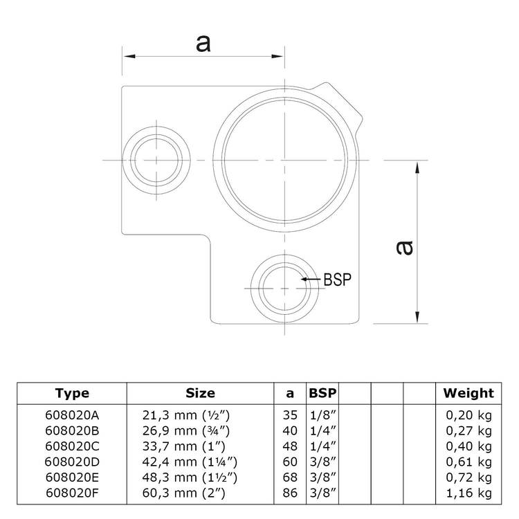 Karton Rohrverbinder Eckstück durchgehend-B / 26,9 mm