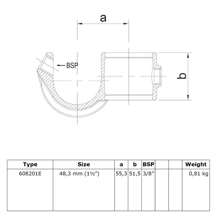Rohrverbinder Kreuzstück offen mit Einlage-E / 48,3 mm